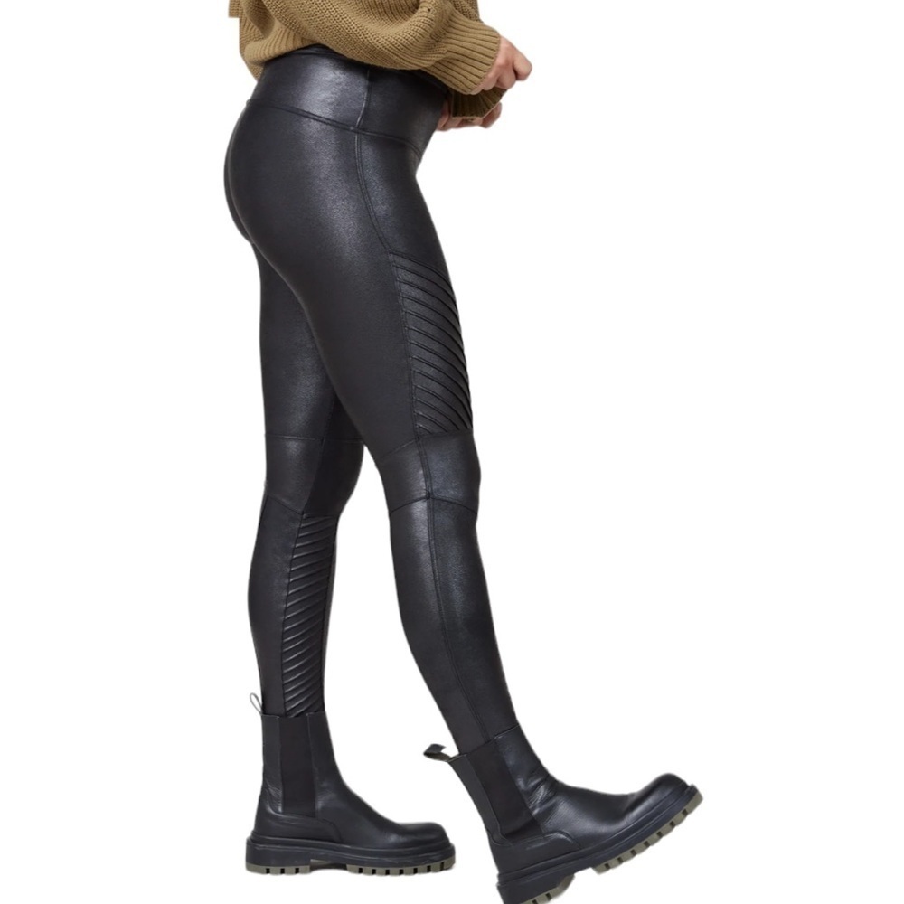 SPANX‎ Faux Leather Moto Leggings, Size S